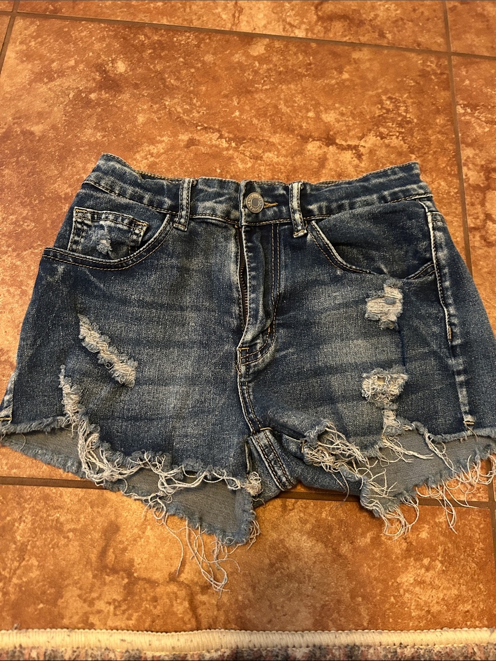 SHEIN Distressed Dark Blue Denim Shorts